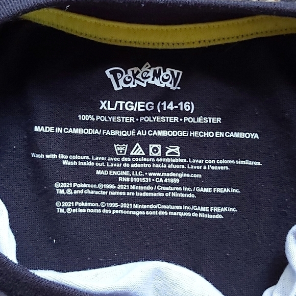 Youth Pokemon Pikachu Graphic Gray/Black 100% Polyester Tee Shirt - Size XL - Picture 5 of 5